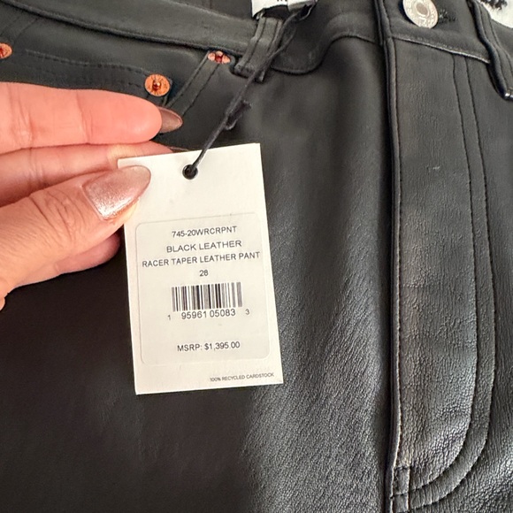 Re/Done Midnight Black Leather Trousers - Picture 2 of 4